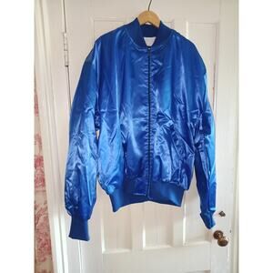 Holloway Jacket 80s 2X-XXXL VTG Thick VINTAGE Bomber blue satin varsity QUALITY